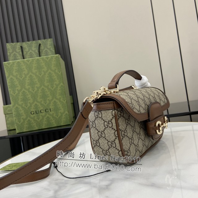 Gucci專櫃古馳最新款Horsebit 1955系列小號手提單肩斜挎女包 jh2051型號：815206